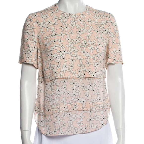 A.L.C. XS Silk Floral Print Layered Top Peach - Picture 1 of 7